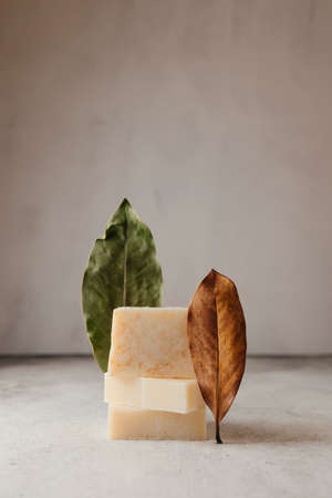 Three natural colored soaps. Skin careの写真素材
