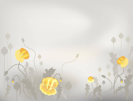 Decorative background with yellow poppy patterns. のイラスト素材