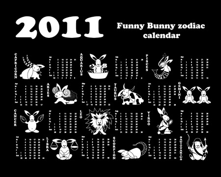 Funny bunny zodiac calendar 2011.のイラスト素材