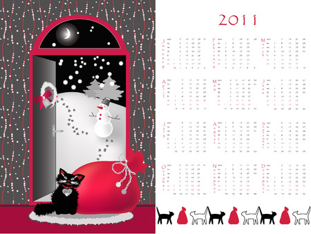 Double-sided calendar  2011,  vector illustration. のイラスト素材