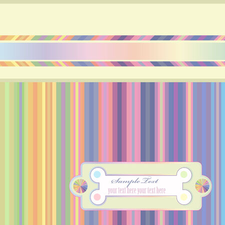 Decorative striped rainbow background with ribbon and label. のイラスト素材