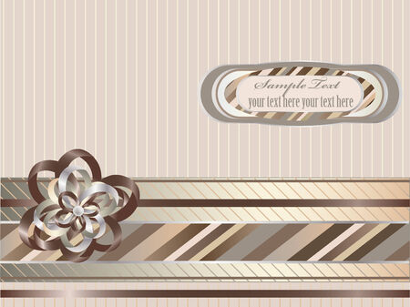 Decorative striped background with ribbon, bow and label. のイラスト素材