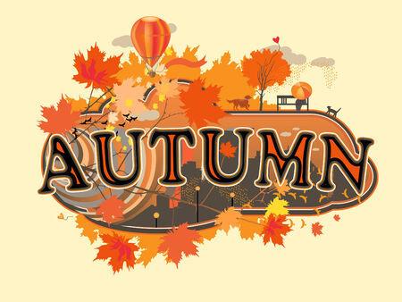 Decorative stylized  title, autumn のイラスト素材