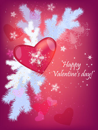 Decorative red winter Valentine background. のイラスト素材
