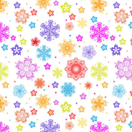 Multicolored Christmas seamless with snowflakes patterns.のイラスト素材