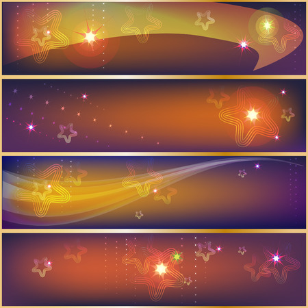 Set of festive Christmas banners with shining stars. のイラスト素材