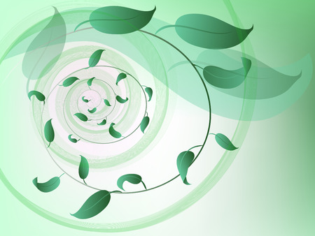 Stylish background with spiral green leafs design.のイラスト素材