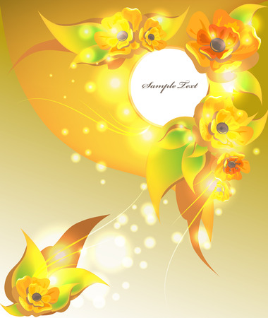 Decorative floral background with yellow flower pattern. のイラスト素材