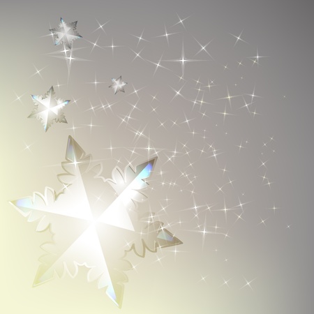 Light winter background with shining sparks and snowflake.のイラスト素材