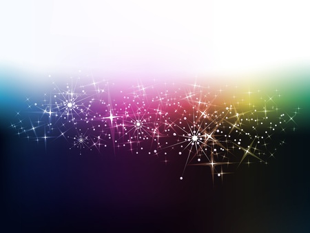 Dark winter background with shining rainbow sparks and snowflake.のイラスト素材