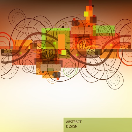 Abstract background with swirls and colorful rectangles. のイラスト素材