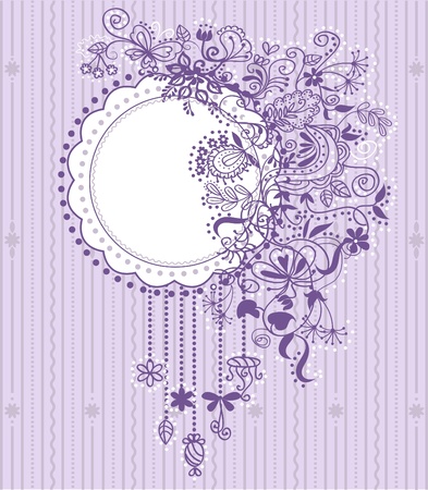Violet vintage decorative floral background with place for text.のイラスト素材