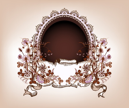 Vintage graphic floral background with place for text.のイラスト素材