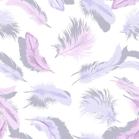 Decorative seamless background with tender light feathers. のイラスト素材