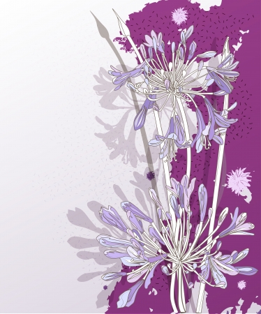 Background with violet graphic flowers. のイラスト素材