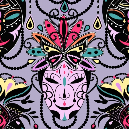 Seamless background with colorful masks.のイラスト素材