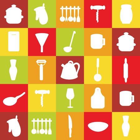 Vector kitchen tools set. Kitchenware collection. Lots of kitchen tools, utensils, cutlery. Modern flat design concepts for web banners, web sites, printed materials, infographics.のイラスト素材