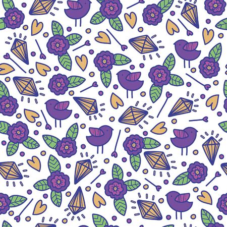 Valentines day card, ornate background. Seamless hand-drawn. Valentines day backgroundのイラスト素材
