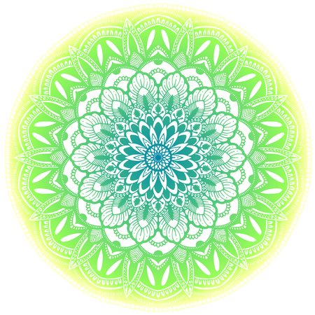 Green ethnic mandala illustration. Isolated on white background.のイラスト素材