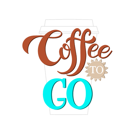 Hand drawn lettering Coffee To Go for cafe and coffee take away. Vector illustration.のイラスト素材