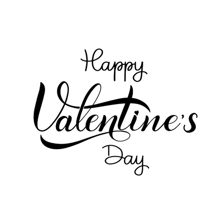 Happy Valentine's day romantic text, calligraphic I love you lettering.のイラスト素材