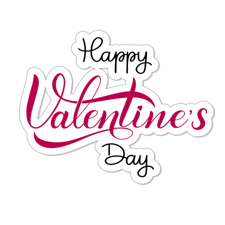 Happy Valentine's day romantic text, calligraphic I love you lettering.のイラスト素材