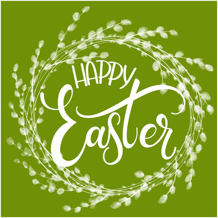 Happy Easter colorful lettering. Hand written Easter phrases. Seasons Greetingsのイラスト素材