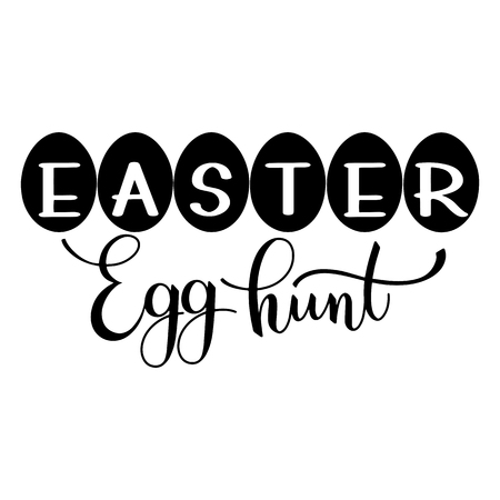 Easter Egg Hunt lettering. Hand written Easter phrases. Seasons Greetingsのイラスト素材