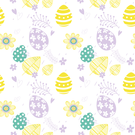 Easter seamless floral pattern. Hand drawn endless floral texture. Flat design. Used for wallpaper, textile, website design.のイラスト素材