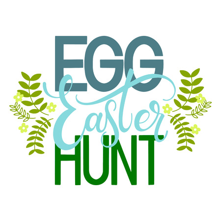 Easter Egg Hunt colorful lettering. Hand written Easter phrases. Seasons Greetingsのイラスト素材