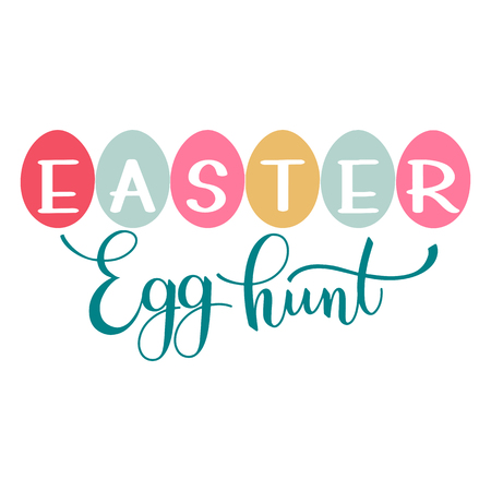 Easter Egg Hunt colorful lettering vectorのイラスト素材
