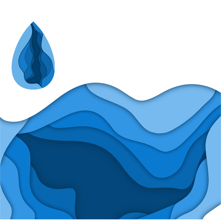 Water with drop papercut background for you designのイラスト素材