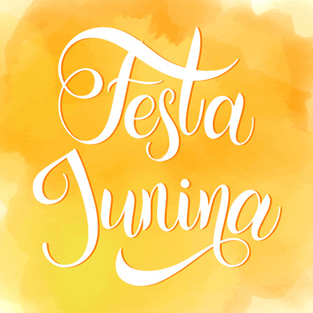 Midsummer lettering. Festa Junina Brazil Festival. Elements for invitations, posters greeting cardsのイラスト素材