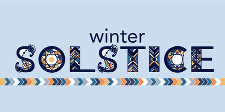 Winter solstice lettering. Elements for invitations, posters, greeting cardsのイラスト素材