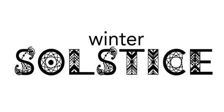 Winter solstice lettering. Elements for invitations, posters, greeting cardsのイラスト素材