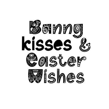 Bunny quotes. Happy Easter colorful lettering. Hand written Easter phrases. Seasons Greetingsのイラスト素材