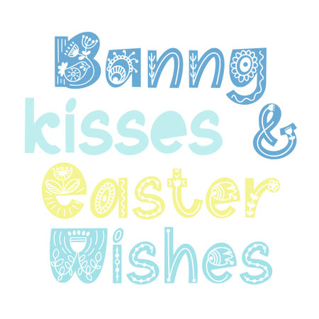 Bunny quotes. Happy Easter colorful lettering. Hand written Easter phrases. Seasons Greetingsのイラスト素材