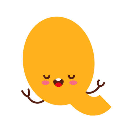 Letter Q. Funny character with cute face. Design for kids room, poster, nursery typography.のイラスト素材
