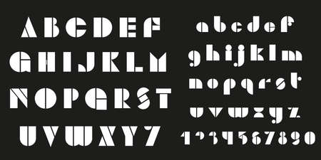 Bauhaus letters and numbers set. Modern typography. Font for events, promotions, logos, banner, monogram and poster.のイラスト素材
