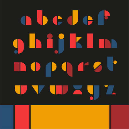 Bauhaus letters and numbers set. Modern typography. Font for events, promotions, banner, monogram and poster.のイラスト素材