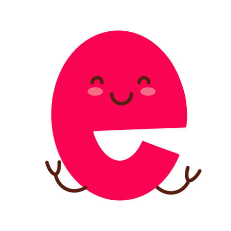 Letter E. Funny character with cute face. Design for kids room, poster, nursery typography.のイラスト素材