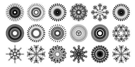 Tribal mandala set. Abstract circle vector geometric ornament. Design element for cloth, t-shirt, stickers, bagsのイラスト素材