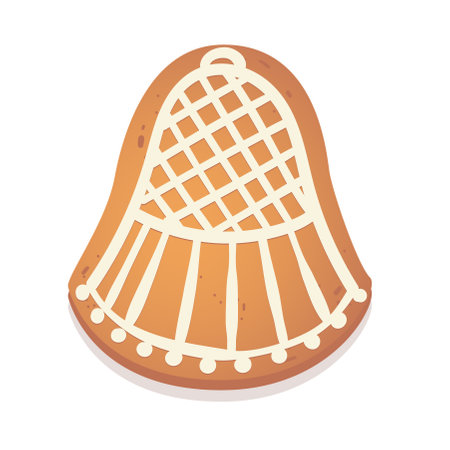 Christmas gingerbread cookie. Bell. Biscuit character figure. Vector illustration for new year design.のイラスト素材