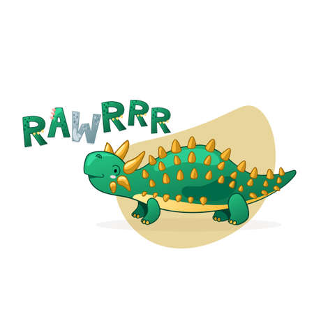 Cute dinosaur cartoon vector illustration. Kids Design for print, poster, invitation, t-shirt and badges.のイラスト素材