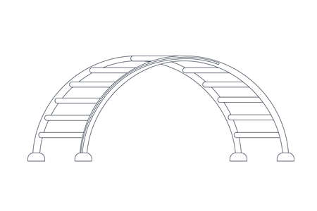 City park with outdoor decor. Kids playground equipment. Vector illustration.のイラスト素材