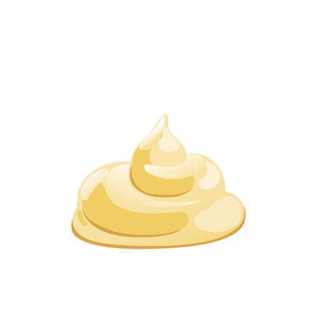 Mayonnaise or yoghurt drop, splash or stain. Vector illustration in cartoon flat style.のイラスト素材