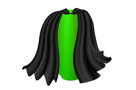 Black cape on white background. Halloween satin vampire toxic cloak . Vector illustrationのイラスト素材