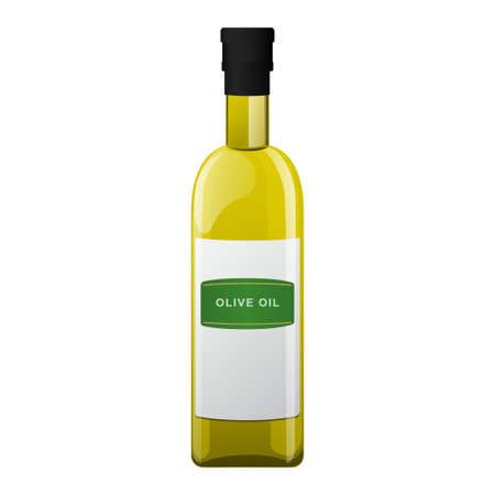 Olive oil glass bottle in cartoon style.のイラスト素材