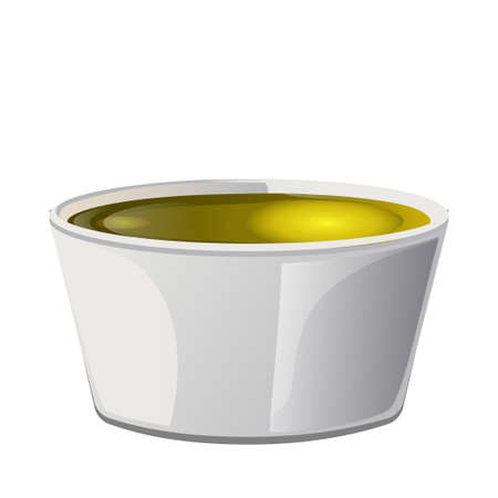 Yellow olive oil in bowl in cartoon style.のイラスト素材