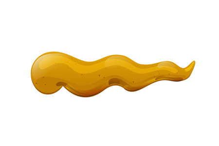 Mustard yellow stain. Dijon honey sauce cream. Vector design in cartoon style for food branding.のイラスト素材